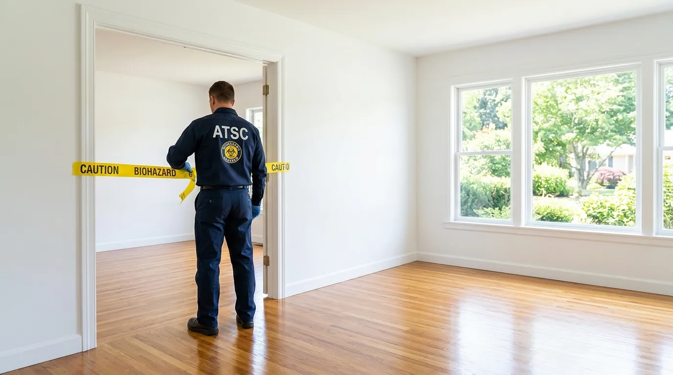 Certified biohazard cleanup crew performing Trauma Scene Cleanup in West Springfield